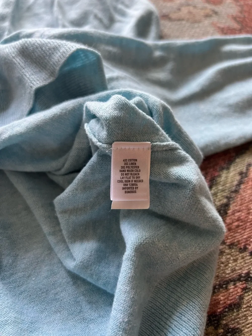Bonobos Light Blue V-Neck Henley Sweater - Picture 5 of 6